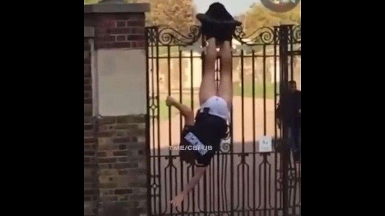 Police hanging on a gate :)