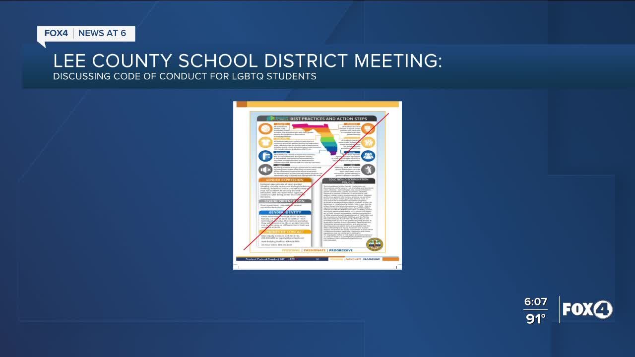 Lee County School Board meeting to discuss codes of conduct for LGBTQ students