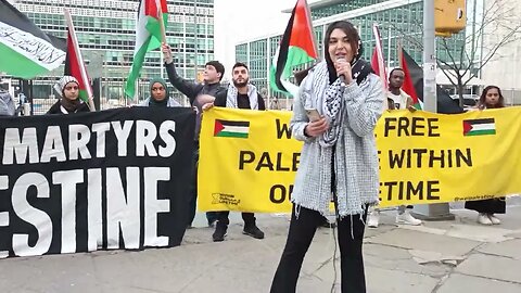 The NYC Rally In Solidarity with Jenin Nablus Huwarra Palestine outside the United Nations 3/17/23