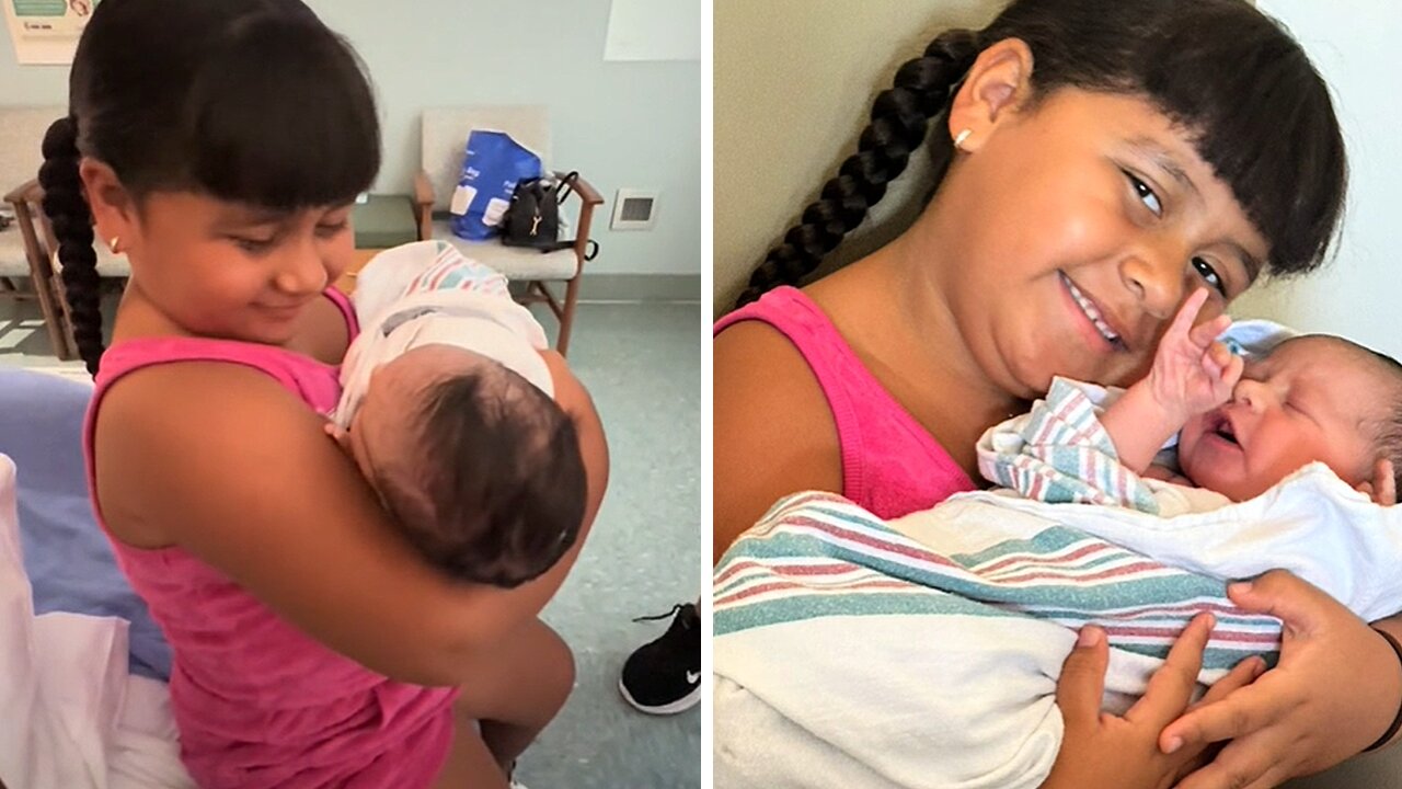 Emotional Moment As Big Sister Meets Baby Sister For First Time