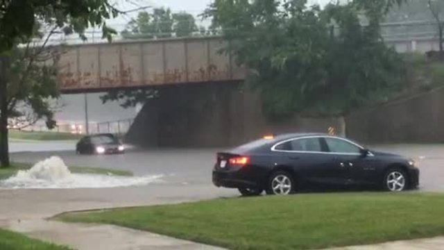 Capitol Dr. in Wauwatosa floods Monday