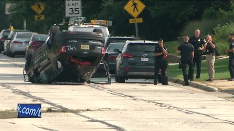 Greenfield Police squad car involved in rollover accident during police chase