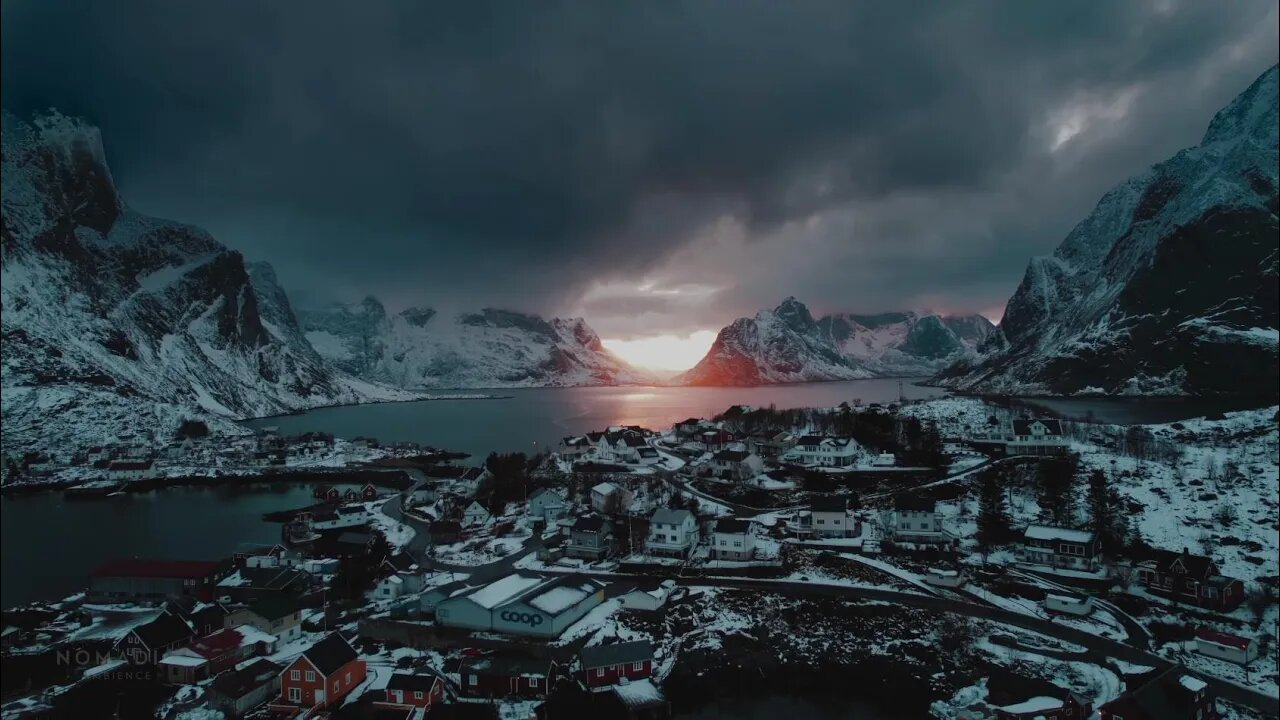 挪威罗弗敦群岛的降雪,睡眠的自然之声•放松电影•身体心灵和灵魂的疗愈