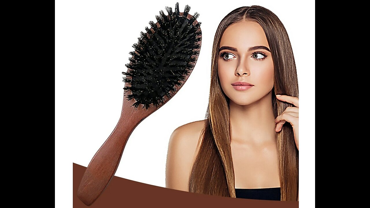 Natural Boar Bristle Brush Comb Anti-Static Oval Hairdressing for sale online for $3 free shepping