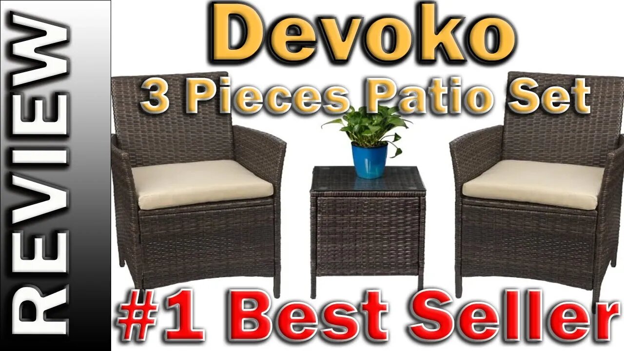 Best Review - Devoko 3 Pieces Patio Furniture Sets Wicker Chairs Outdoor Garden Porch Furniture Sets