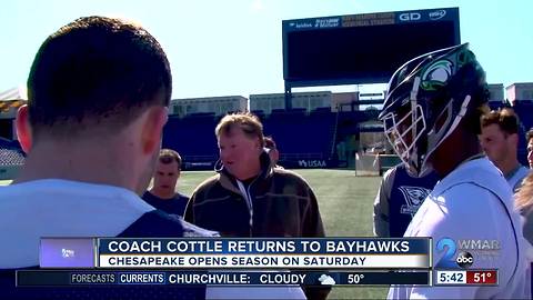 Cottle returns to Bayhawks as Major League Lacrosse club gets ready to open season