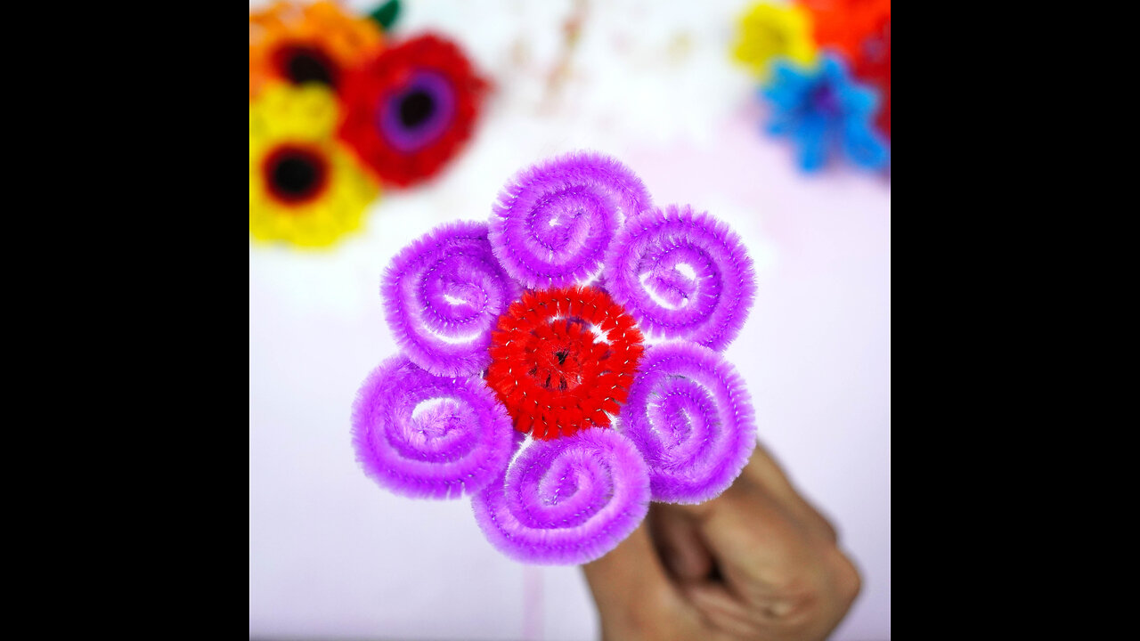 Pipe Cleaner Crafts | DIY Chenille Wire Flower Making For Home Decoration | Easy Paper Crafts