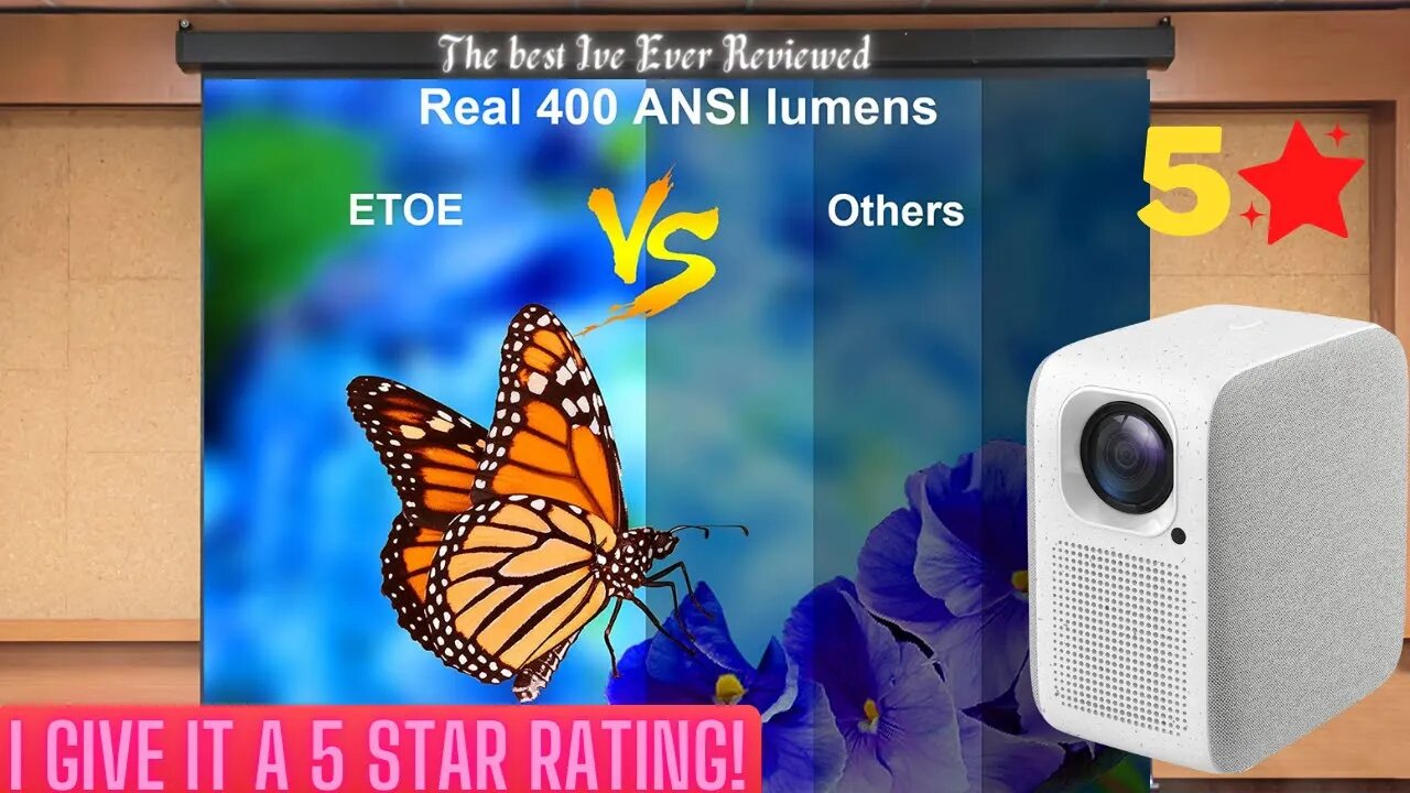 5 Star Product: ETOE Native 1080P Projector with 5G/2.4G Wi-Fi & Bluetooth 5.1, 4K Supported