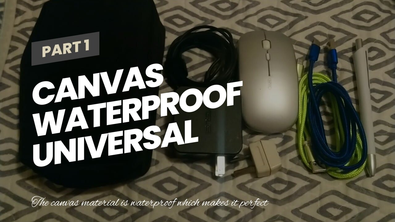 Canvas Waterproof Universal Electronic Accessories Organizer for Power Bank,Charging Cords,Char...