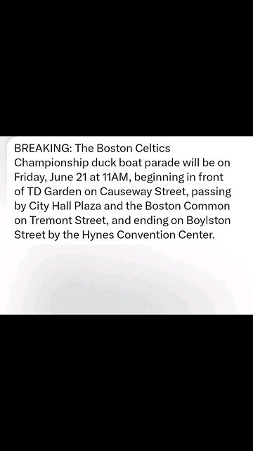 BOSTON CELTICS PARADE IS JUNE 21