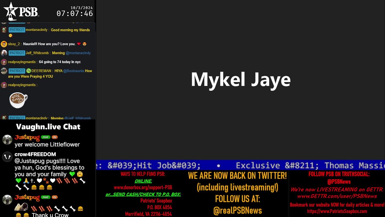 2024-10-03 07:00 EDT - Patriots Soapbox AM: with MykelJaye