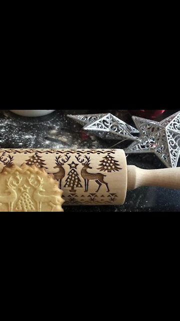 Christmas Embossing Rolling Pin Baking Cookies