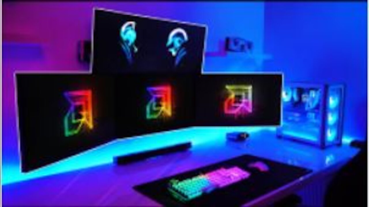 ULTIMATE Gaming Setup Tour! (2021) - Quad Monitors - Dual PCs!