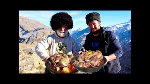 Dinner in the mountains of Dagestan. Life In The Caucasus Mountains