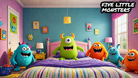 Five Little Monsters | Halloween Songs | - Nursery Rhymes for Kids