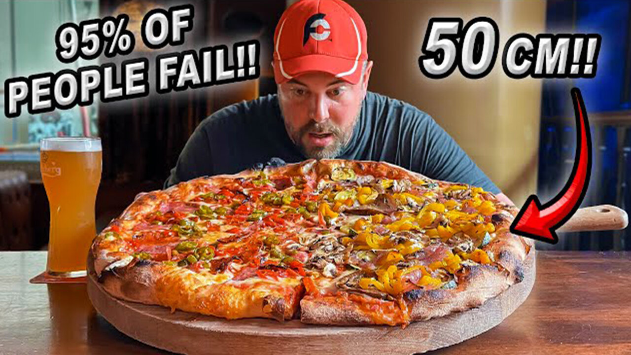 95% of People FAIL Scott's Giant 50cm Pizza Challenge in Brussels, Belgium!!