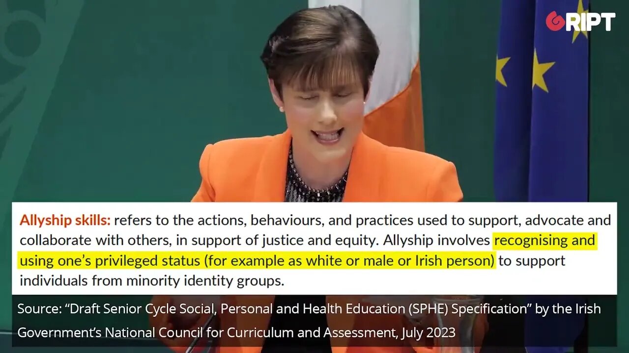 Irish Education Minister Norma Foley on Irish Privilege (October 2023)