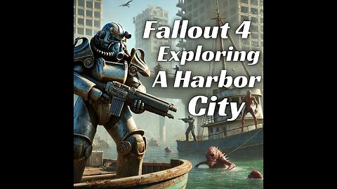 Fallout 4 exploring a harbor city.