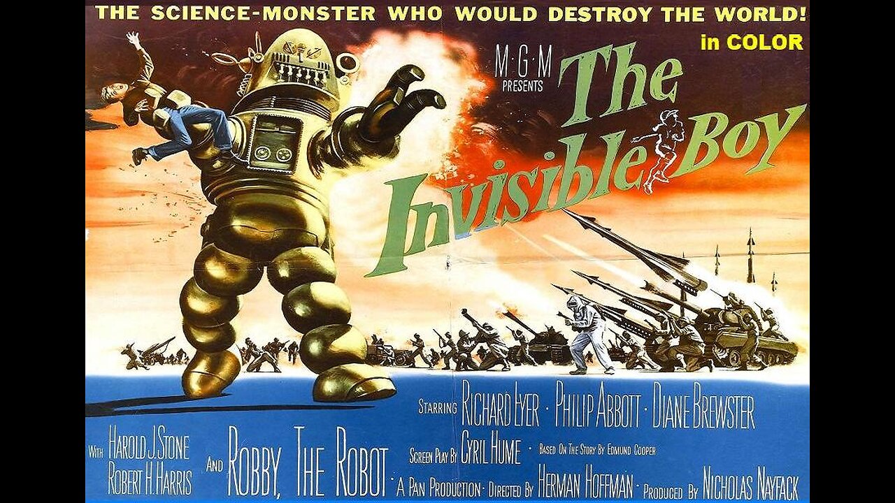 THE INVISIBLE BOY 1957 in COLOR Robby the Robot vs a Totalitarian Super Computer FULL MOVIE