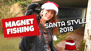 Magnet Fishing Santa Style 2018. Fishing in a Santa Hat.