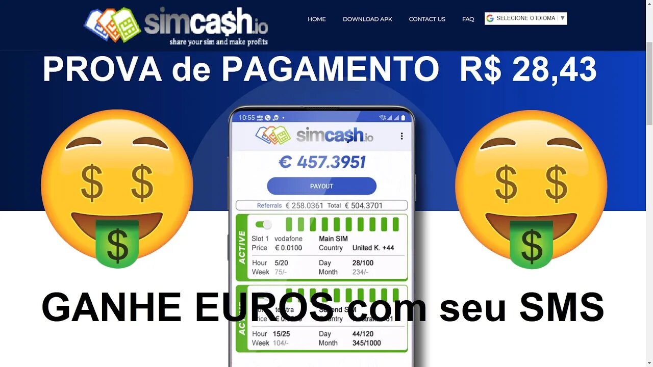 💥APP SimCash💥Prova de Pagamento 5,39 Euros para Faucetpay💥