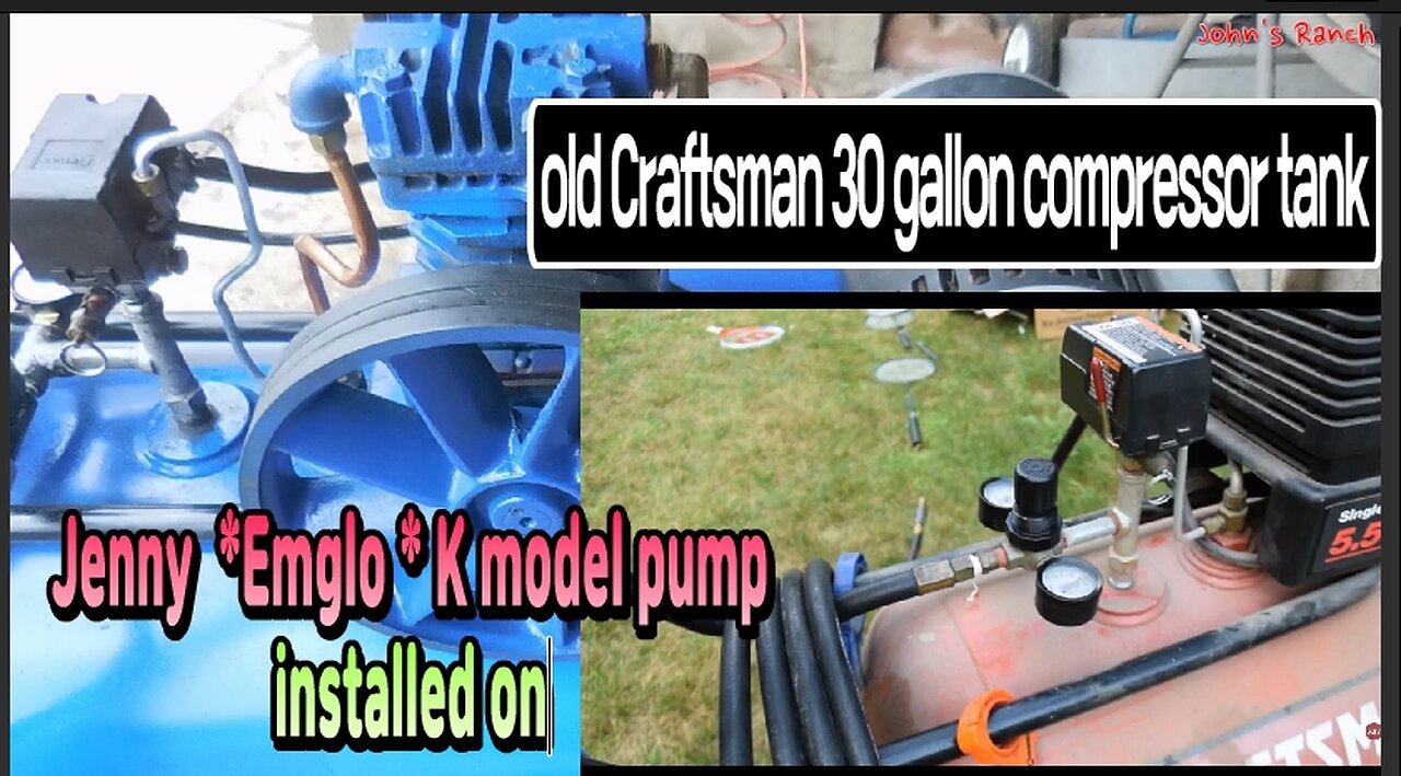 Jenny (Emglo) k model air compressor pump installed on old Craftsman 30-gallon tank👌👌