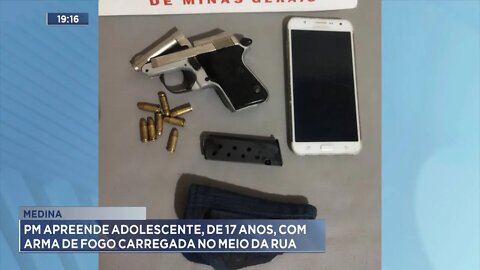 Medina: PM apreende Adolescente, de 17 Anos, com Arma de Fogo carregada no meio da rua.