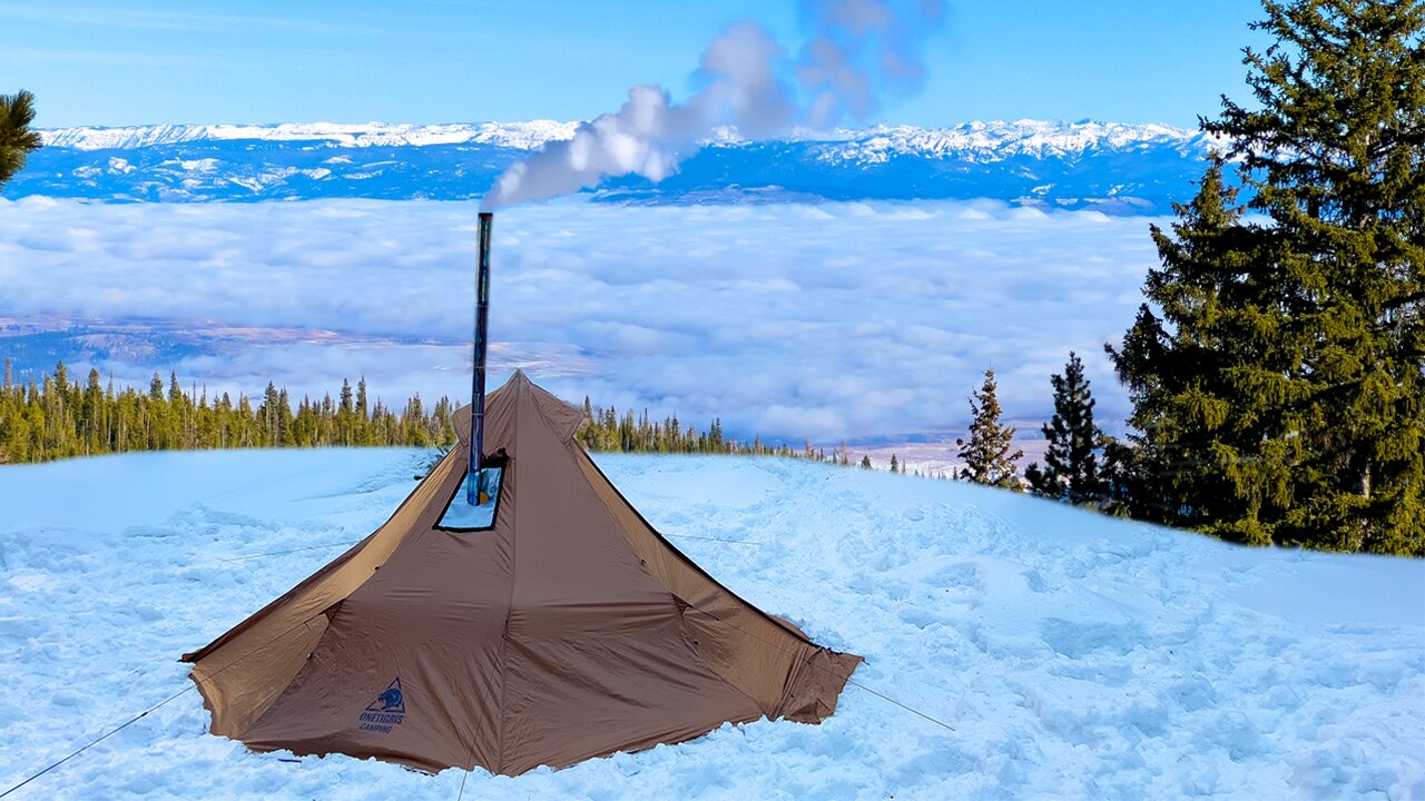 Winter Hike and Hot Tent in Snowy Mountains