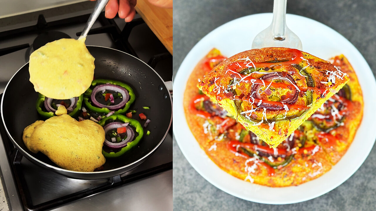 Healthy Besan Suji Pizza | No Cheese | No Maida | Quick and Easy Recipes | Divine Khana