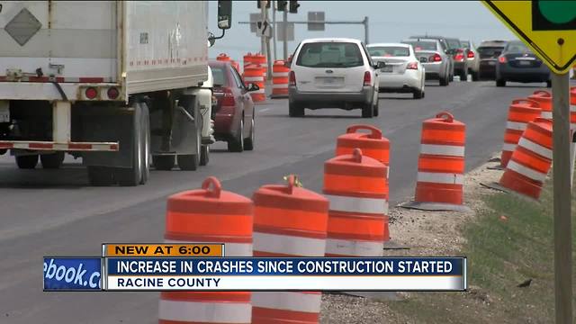 Increase in crashes since road construction started in Racine County