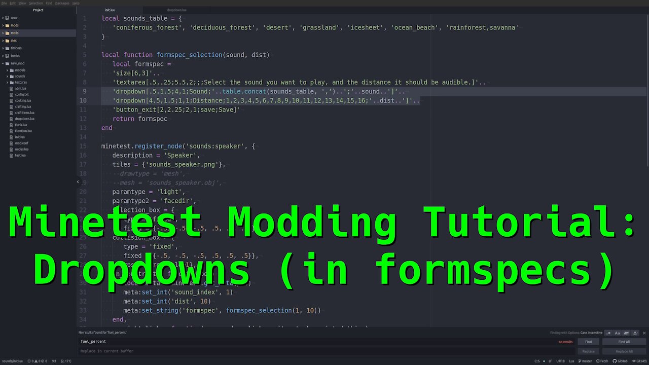 Minetest Modding Tutorial: Dropdowns (in formspecs)