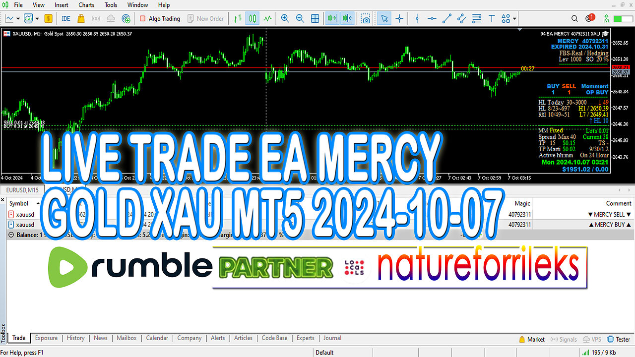 LIVE TRADE EA MERCY GOLD XAU MT5 2024-10-07