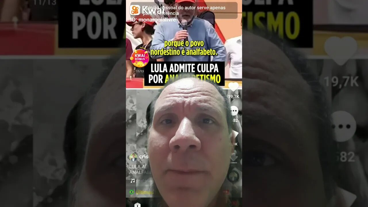 Lula admite culpa no analfabetismo. Disse que ganhou no o 1° turno porque o povo é analfabeto