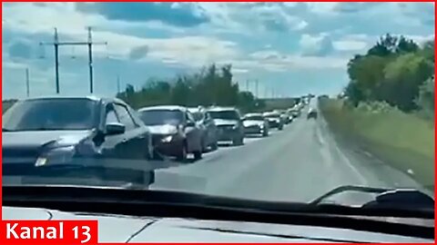 Thousands of people leaving Kursk by car following Ukrainian army's attack