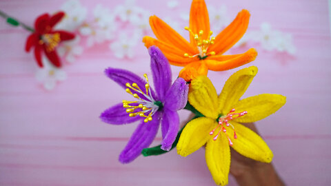 How to Make Realistic Flower With Pipe Cleaners || DIY Handmade Crafts Idea For Home Decoration