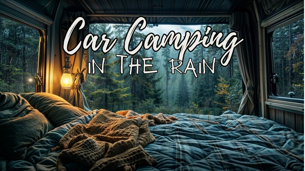 Cozy Car Vanlife Camping during a Rain Storm