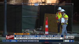 Bollards being installed on Las Vegas Strip