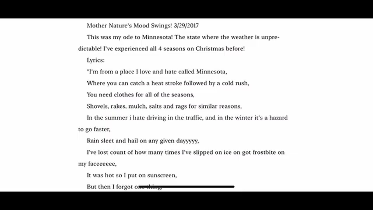 Mother Nature's Mood Swings! Suno Ai Song Lyrics Written By Adam Stark