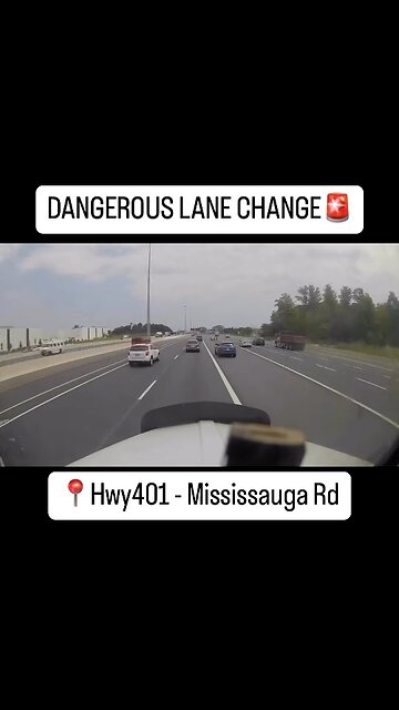 Dangerous lane change on highway