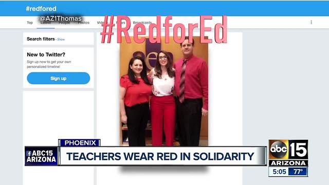Valley teachers wear red for solidarity as demand for higher pay