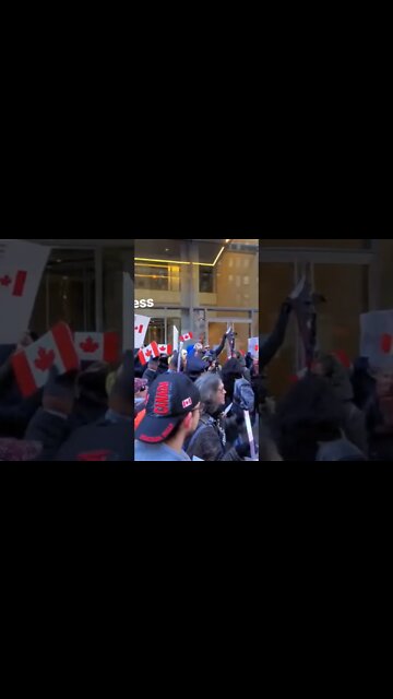 Support for #freedomconvoy2022 at the Canadian Embassy in NY