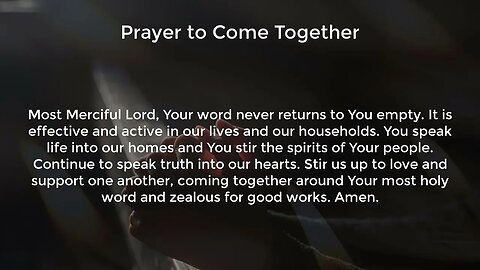Prayer to Come Together