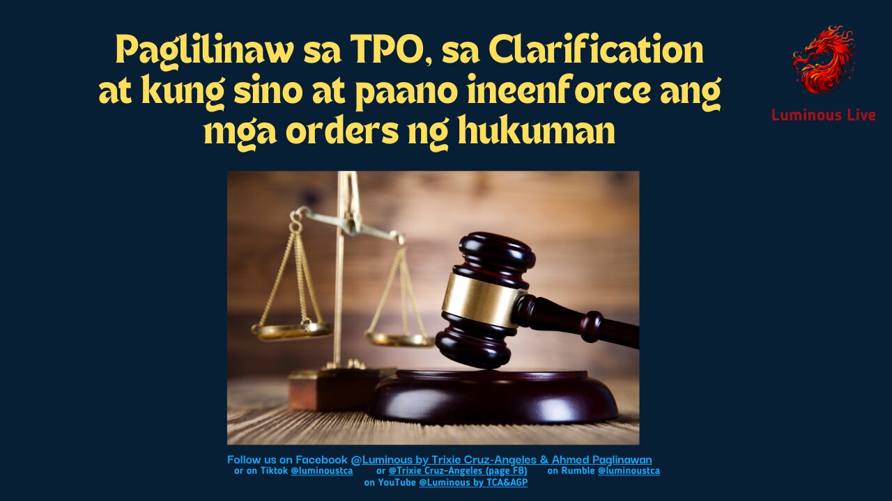 Paglilinaw sa TPO at enforcement nito