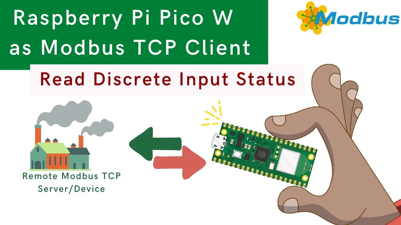 How to Read Discrete Input Status of Modbus TCP Device in Raspberry Pi Pico W using MicroPython