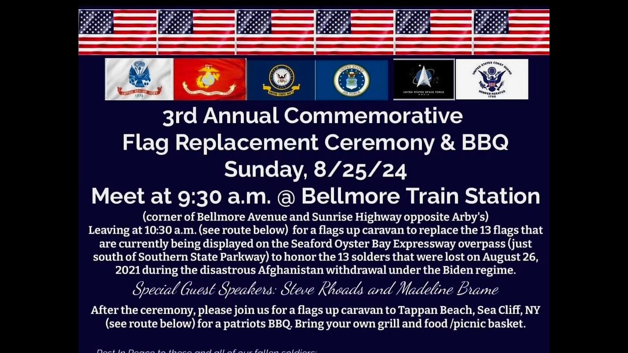 Third annual flag replacement and 13 fallen service member memorial plus convoy #UCNYNEWS