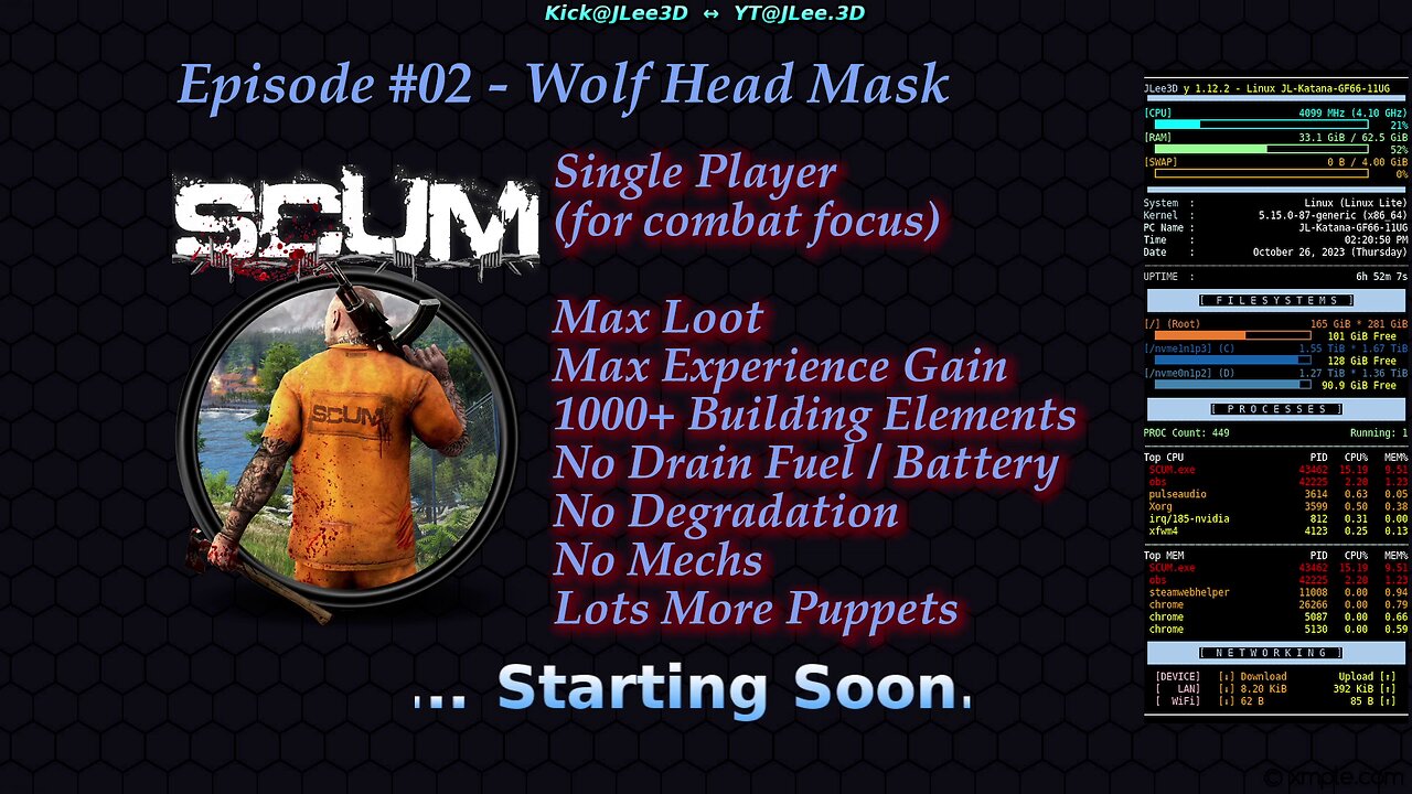 SCUM #02 ≺SP≻ Unedited Stream ↥ Max Benefits ↥ Combat Focused