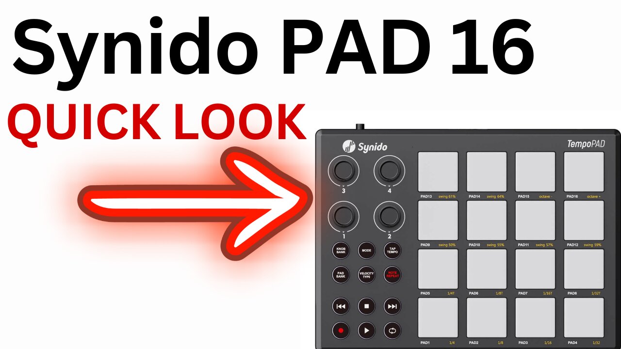 Synido Tempo Pad 16 QUICK LOOK MIDI Controller For Beginners & Pros 16 Pad Beat Maker