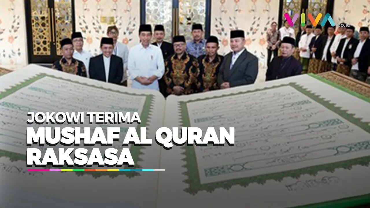 Penampakan Mushaf Al Quran Raksasa yang Diterima Jokowi di Masjid MBZ