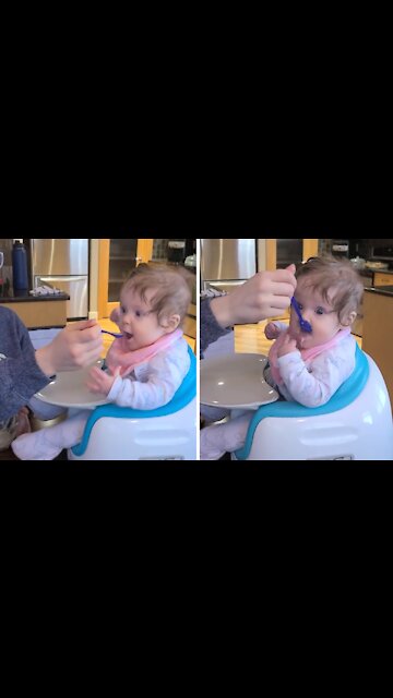 Baby's First Time Eating From A Spoon Is Absolutely Hilarious