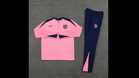 👉🏻⚽️2024/25 Atletico Madrid Adult/Kid Pink Long Sleeve Tracksuit